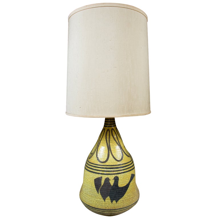 Italian Yellow Ceramic Lamp