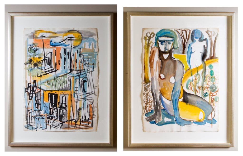 Paire d'aquarelles sur papier de John Francis Williams.