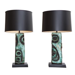 Pair of Ceramic Lamps by Charles Sucsan
