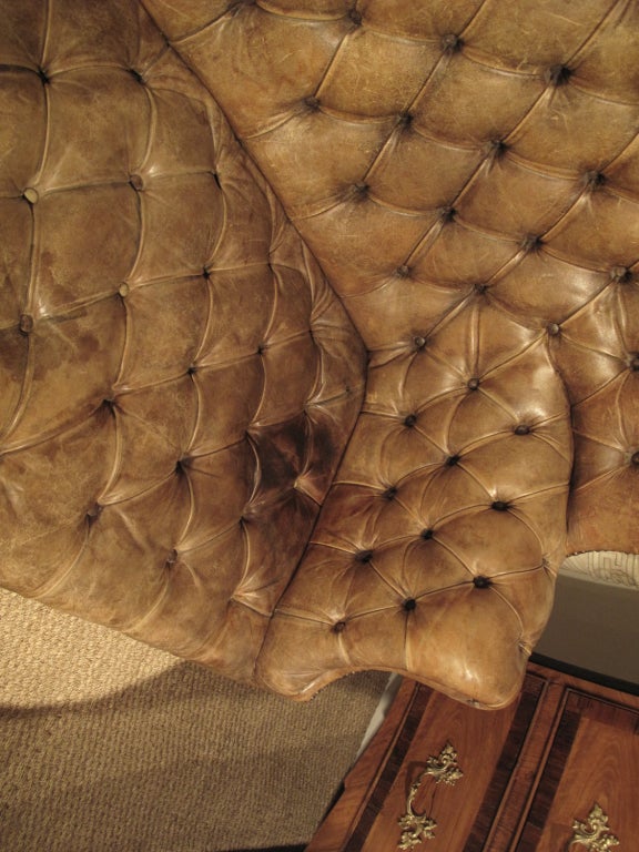 English George III Style Wing Back Leather Settee