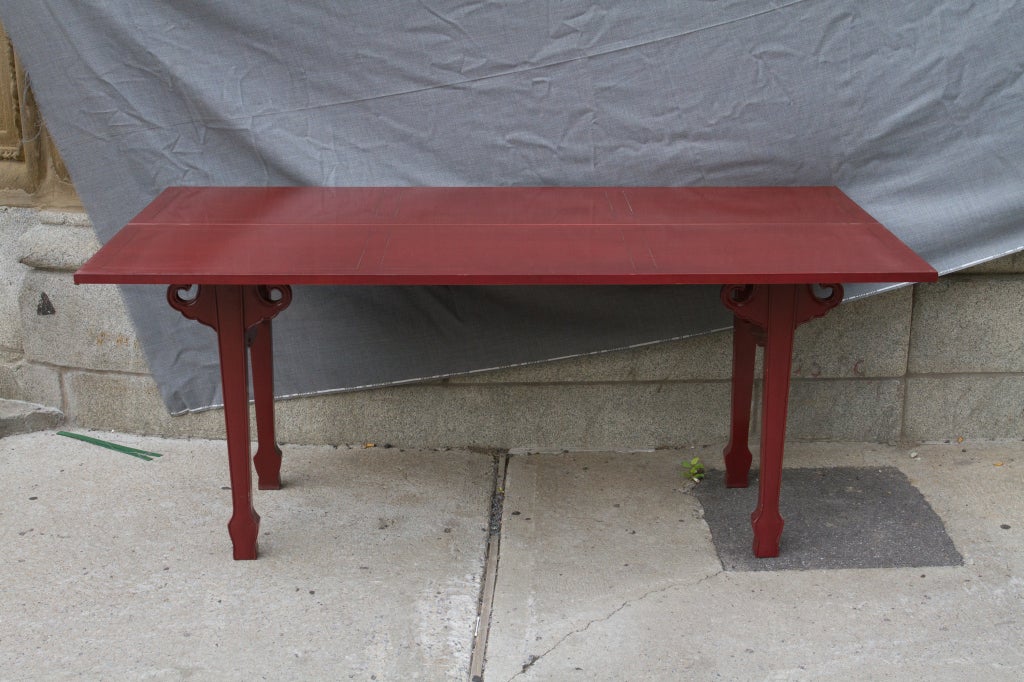American Cinnabar Red Asian Modern Side Table