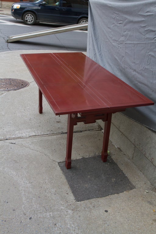 20th Century Cinnabar Red Asian Modern Side Table