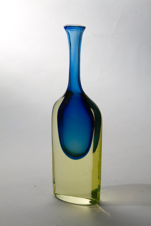 Mid-20th Century Blue and Green Sommerso Vase Possibly by Flavio Poli