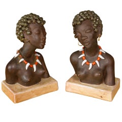 Pair of Anzengruber Keramik Bookends