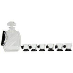 Art Deco Unique Cut Crystal Decanter and Glasses Set 10