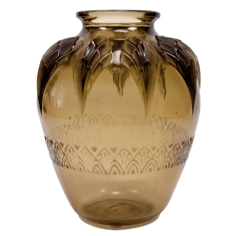 Rare Art Deco Heavy Art Glass Vase
