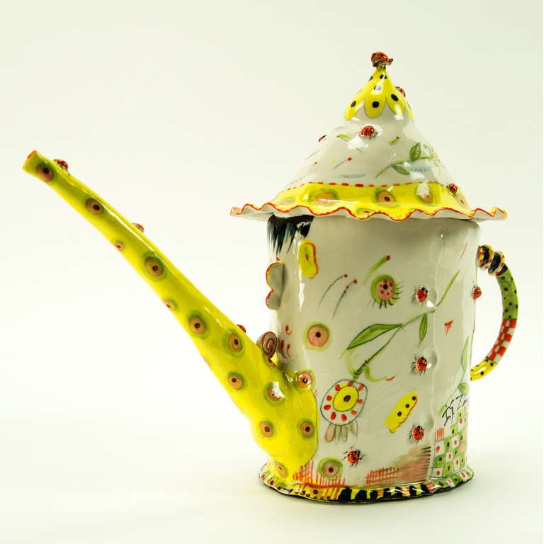 American Figular Porcelain Statement Teapot Signed Irina Zaytceva