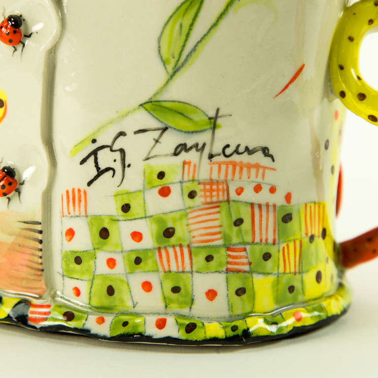 20th Century Figular Porcelain Statement Teapot Signed Irina Zaytceva