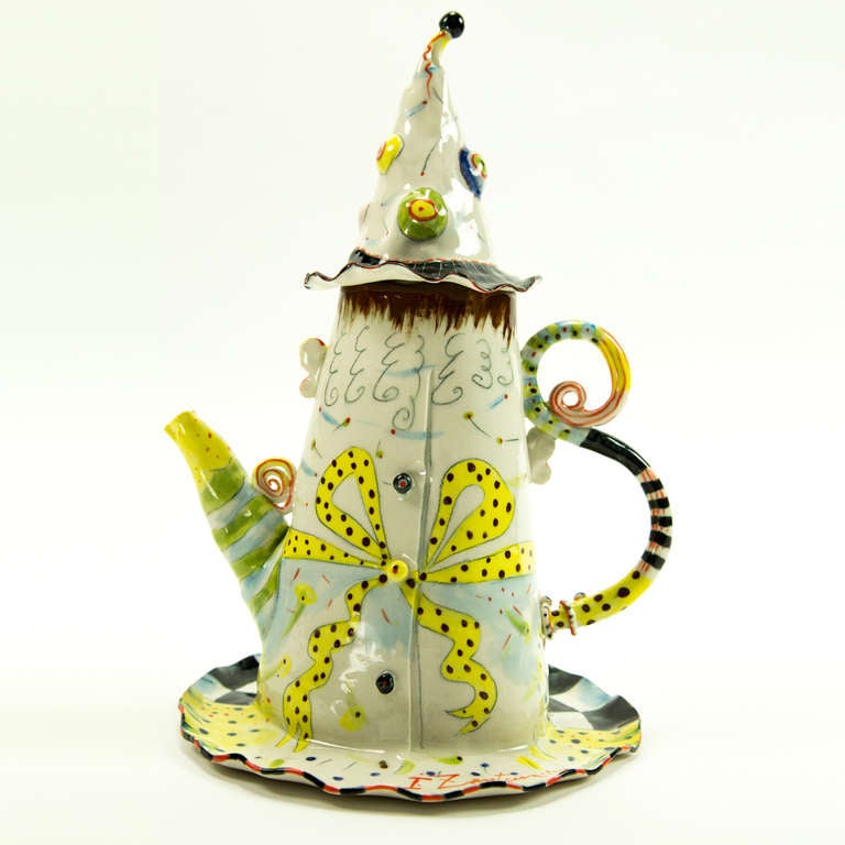 Hand-Crafted Rare Figural Porcelain Hand Crafted Teapot by Irina Zaytceva Estate Find