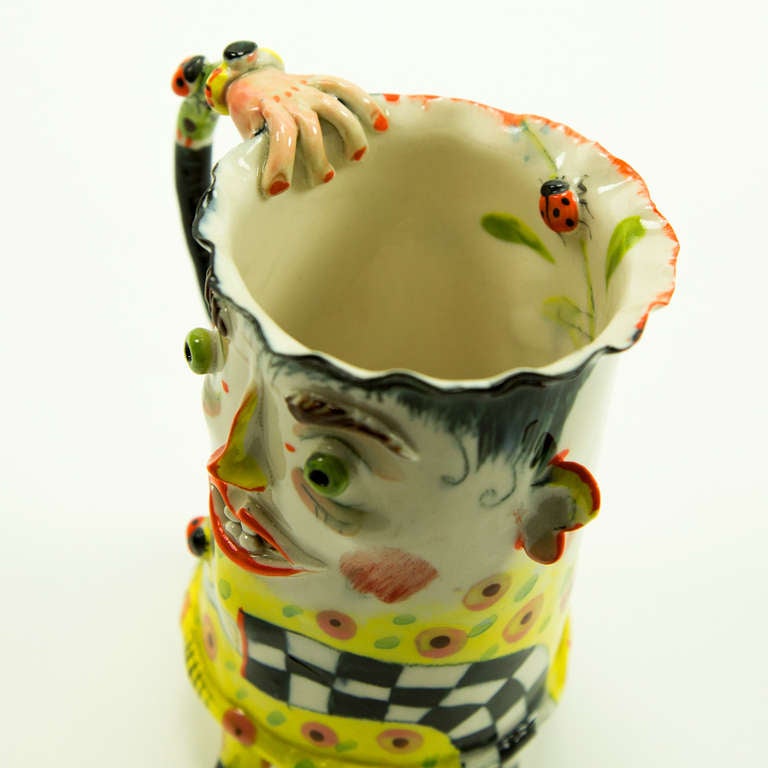 Whimsical Figural Porcelain Large Footed Cup Artist Signed I. Zaytceva 2