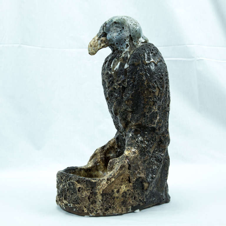 Arthur Craco Stoneware of a Vulture Belgium, circa 1900 In Excellent Condition In Montreal, QC