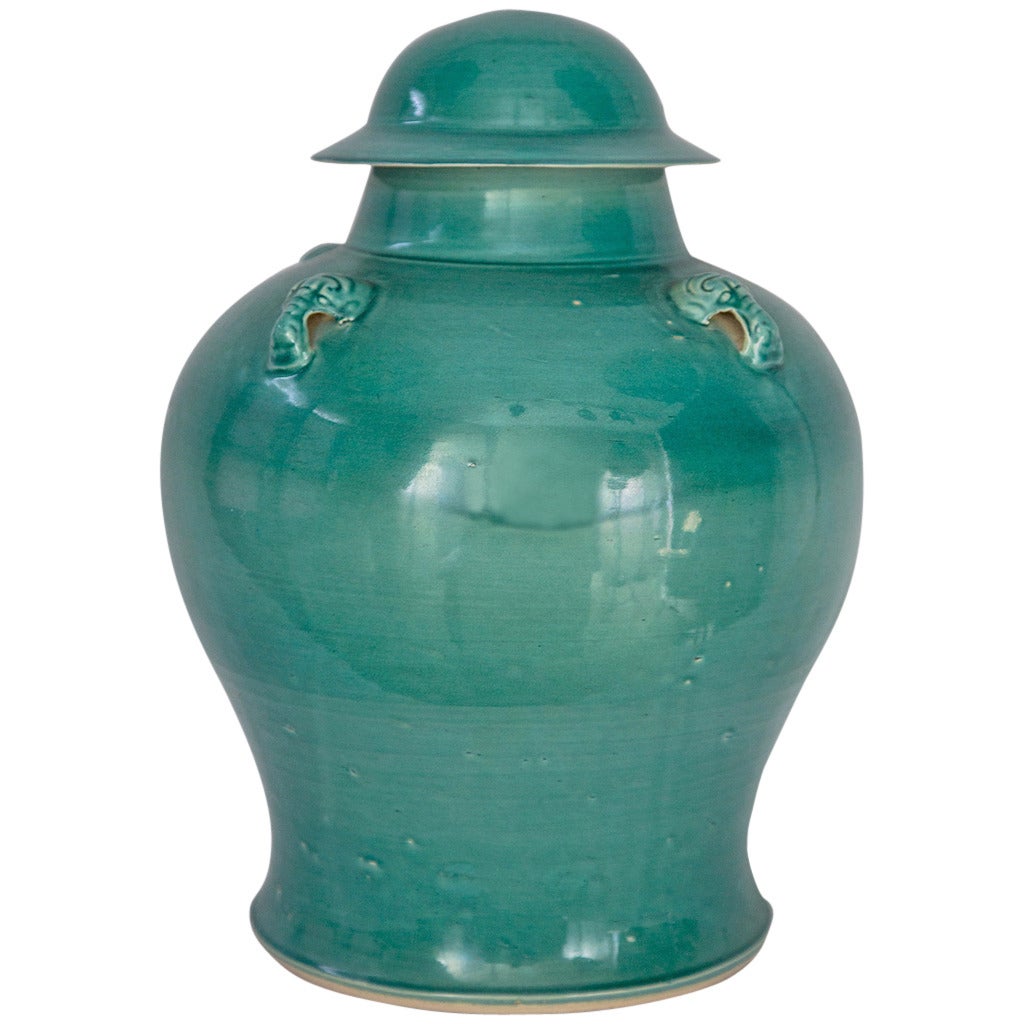 Turquoise Green Porcelain Covered Urn