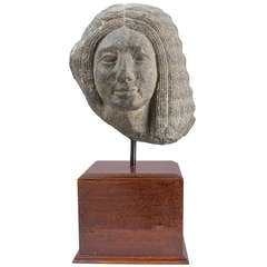 Antique Egyptian Basalt Bust of Psammetique XXVI Dynasty
