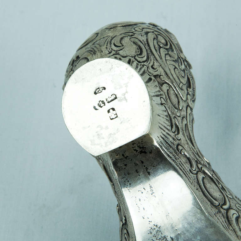 German Large Silver Repouse Antique Shoe Slipper Estate Find For Sale
