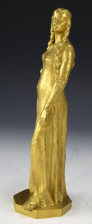 Fafulous Gilt Bronze Medieval Princess Titled Fredeconde by Jacquot France In Excellent Condition In Montreal, QC