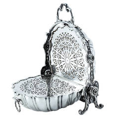 English Silver Plated Folding Biscuit Barrel Cookie Box, circa 1880