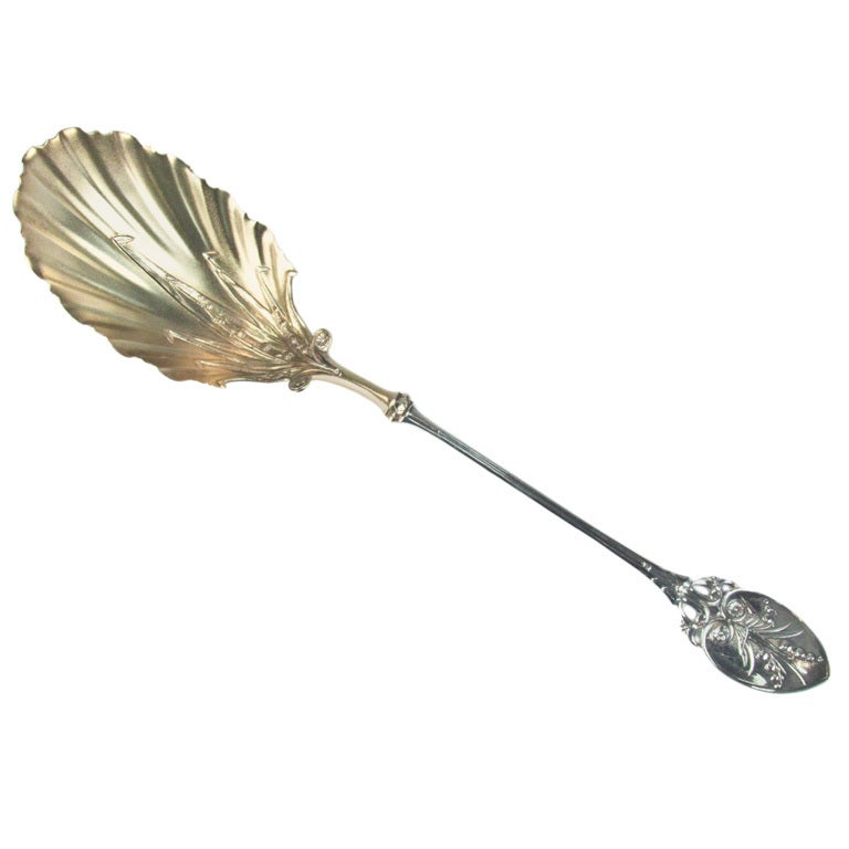 Antique Gorham Lily of the Valley Sterling Silver Berry Spoon