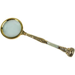 Antique Gilt Silver and Mother of Pearl Handle Magnifying Glass, circa 1908