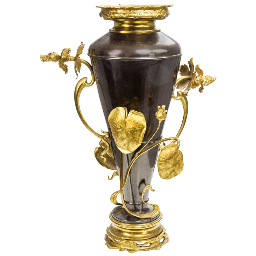 Art Nouveau Bronze Gilt Floral Vase