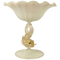 Salviati Murano Glass Opalescent Footed Compote