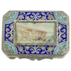 Antique 19th Century Enamel Silver Compact Box