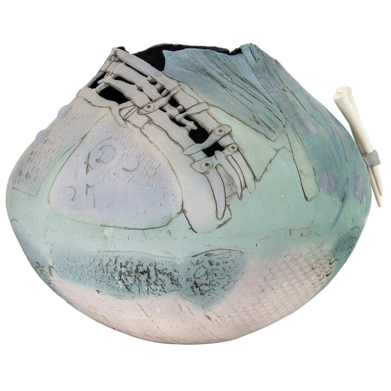 Extra Large Ceramic Clay Vessel Vase Bowl Signed Markiewicz For Sale at