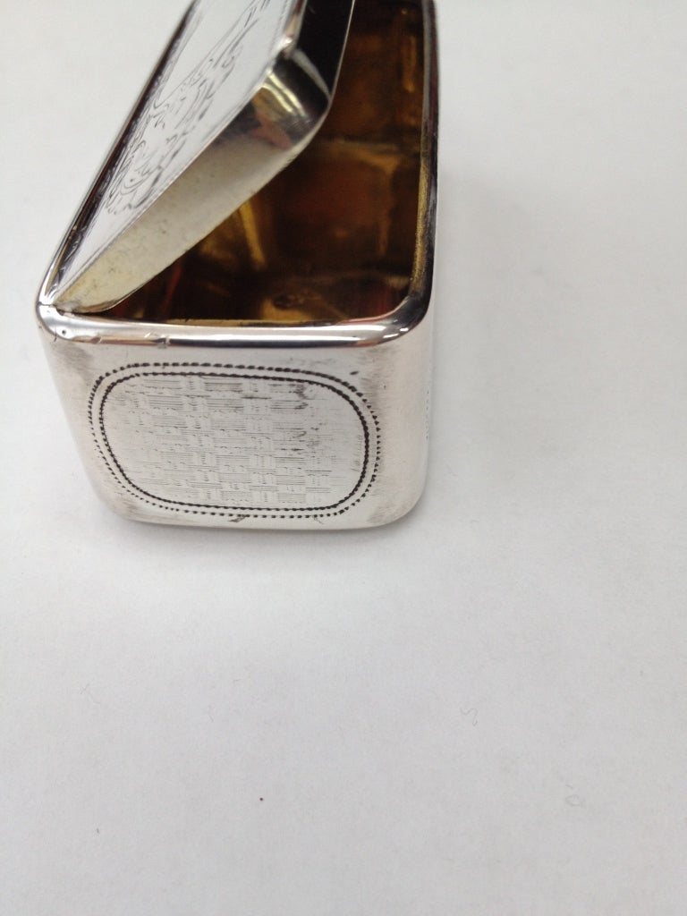 Austrian Vintage Antique Hand Engraved Gilt Interior Silver Tobacco Box, Vienna For Sale