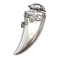 Pocket Vesta Pig Match Safe Case in Sterling Silver