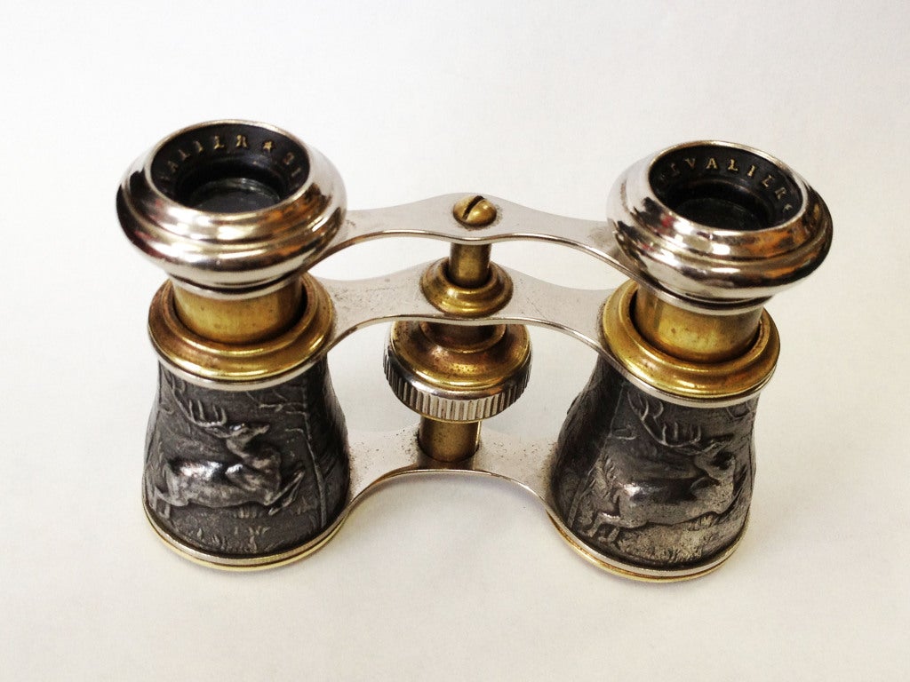 Brass Antique Figural Binoculars Opera Glasses Paris