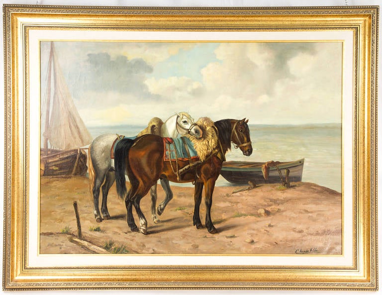 C. Van de Velde Horse Painting Oil on Canvas, circa 1908 3