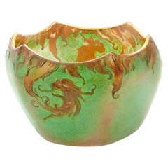 Art Nouveau Art Glass Dragon Petit Cache Pot 11