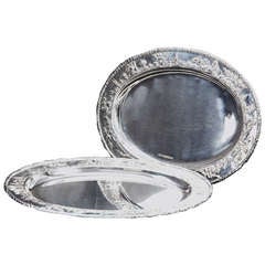 Edwardian Large Kirk & Son Sterling Silver Chased Oval Platters