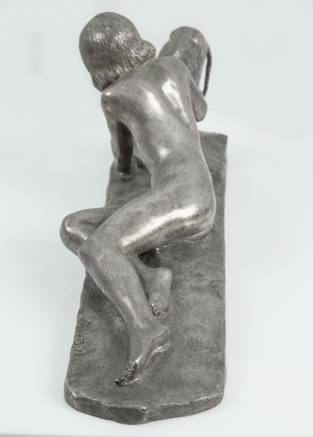 Ary Bitter Bronze Group Depicting a Nymph Cuddling a Fawn, circa 1930s In Excellent Condition In Montreal, QC