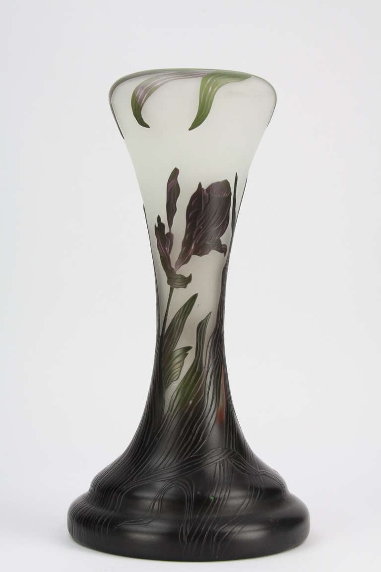 20th Century Art Nouveau Style Cameo Art Glass Vase by Nien