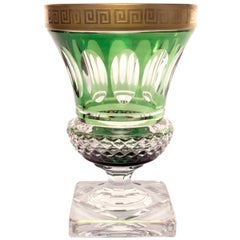 Vintage Art Deco Val St. Lambert Grecian Key Footed Crystal Vase Estate Find