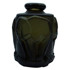 Fine Rare Art Deco Large Art Glass Elephant Vase