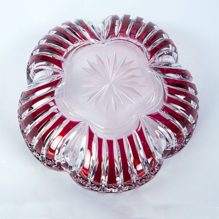 Signed Val St. Lambert Ruby Crystal Center Bowl In Excellent Condition In Montreal, QC