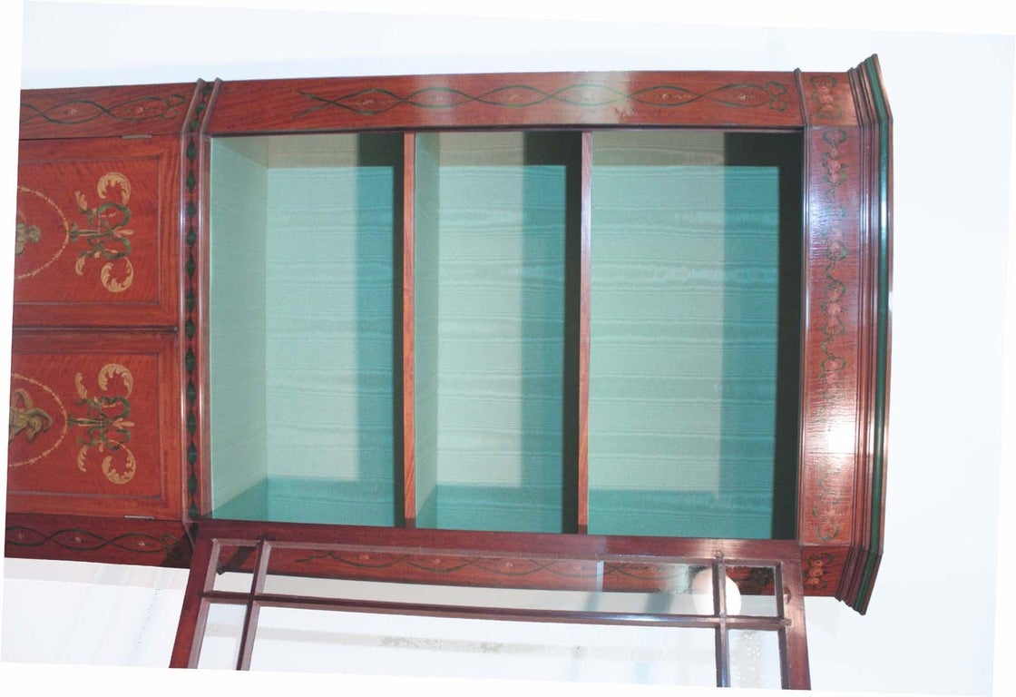 French Edwardian Satinwood Bookcase Cabinet