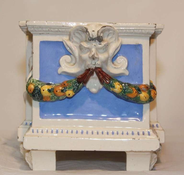 Neoclassical Della Robbia Style Majolica Pottery Jardinière