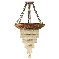 Vintage Gilt Bronze and Crystal Waterfall Chandelier