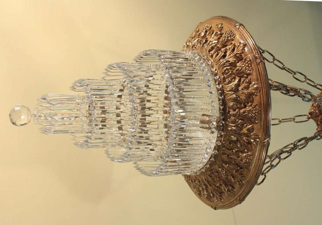 French Gilt Bronze and Crystal Waterfall Chandelier