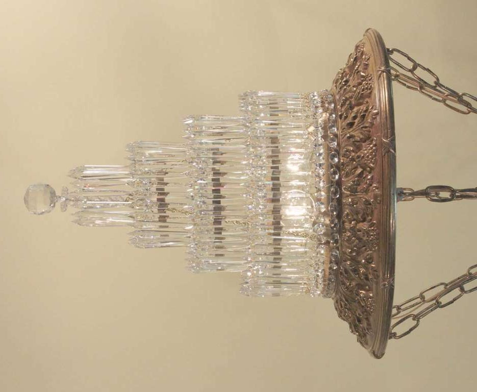 Gilt Bronze and Crystal Waterfall Chandelier In Excellent Condition In Montreal, QC