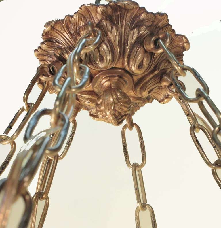 20th Century Gilt Bronze and Crystal Waterfall Chandelier