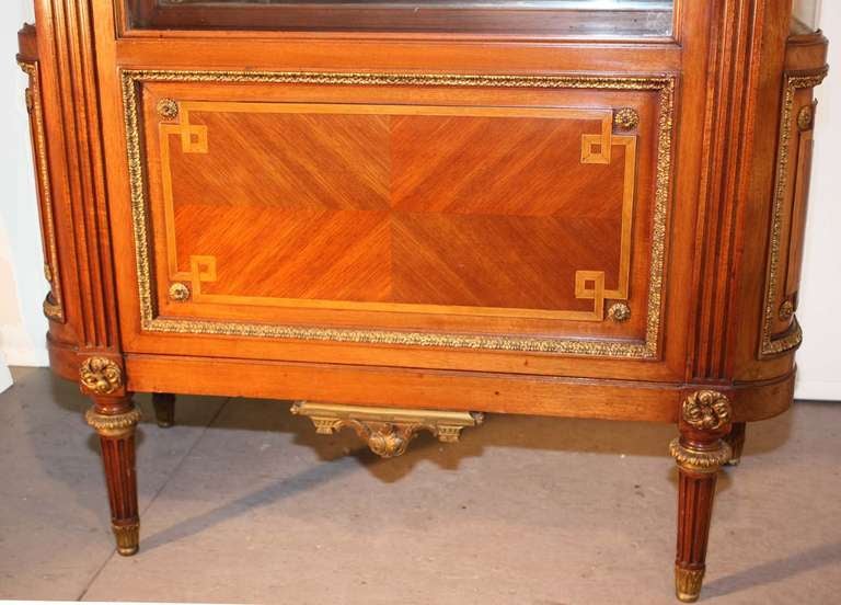 French Louis XVI Style Mahogany and Gilt Bronze Display Cabinet