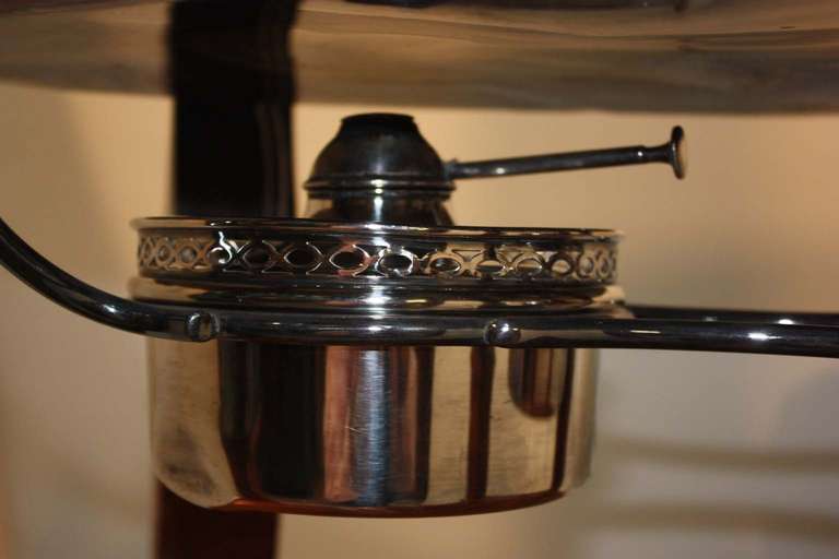 Art Deco Gourmet Wood and Silver-Plate Meat Carving Trolley In Excellent Condition In Montreal, QC