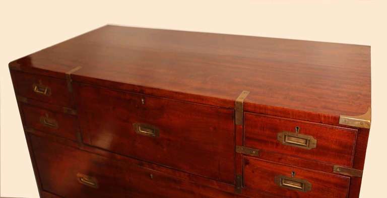 British English 19th Century Campaign Chest with Fitted Drawer For Sale