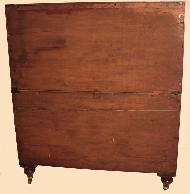 Brass English 19th Century Campaign Chest with Fitted Drawer For Sale
