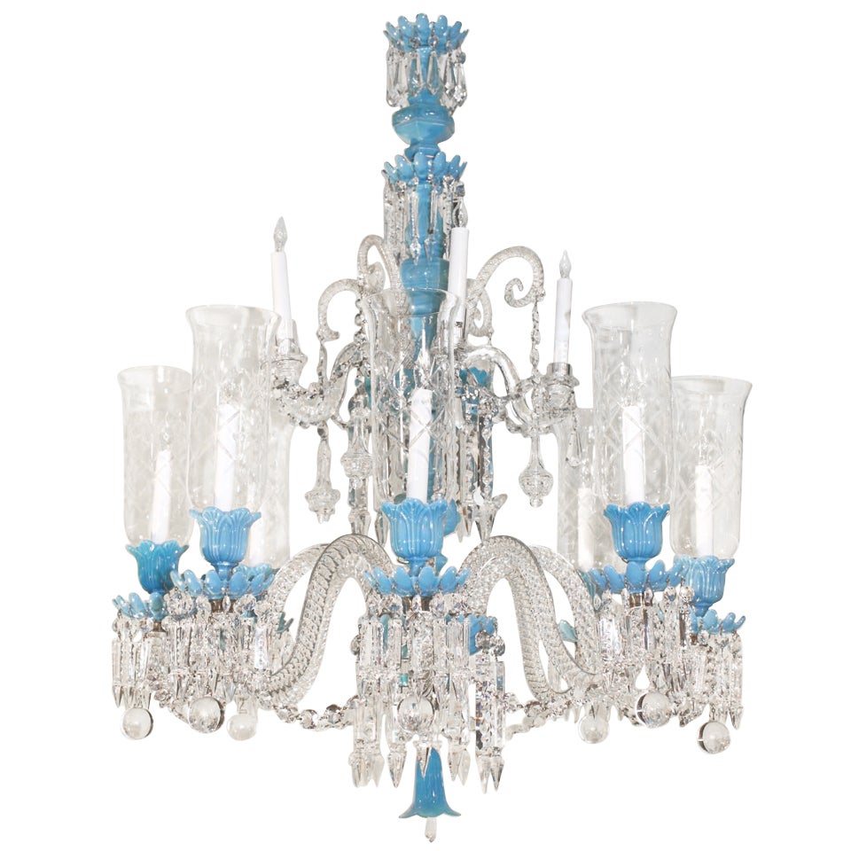 Baccarat Opaline Glass and Crystal Twelve-Light Chandelier