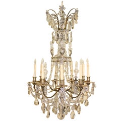 Vintage Baguès Louis XVI Style Twelve Light Crystal Chandelier