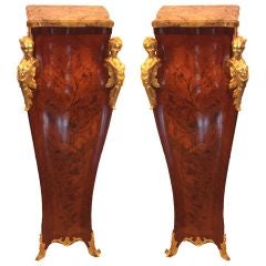 Pair of Louis XV Style Kingwood and Marquetry Pedestals 2